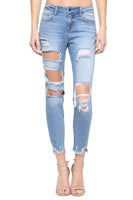 Camilla Mid Rise Destroyed Skinny Crop Jeans