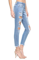 Camilla Mid Rise Destroyed Skinny Crop Jeans