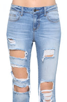
              Camilla Mid Rise Destroyed Skinny Crop Jeans
            