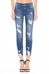 B&C Mid Rise Raw Hem Distressed Skinny Jeans