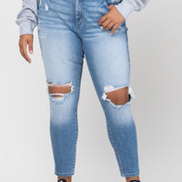 B&C High Rise Destroyed Mom Skinny Jeans