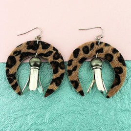 Faux Leopard Naja with Squash Blossom Charm Earrings