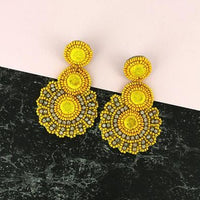 Sunburst Seed Bead Drop Earrings