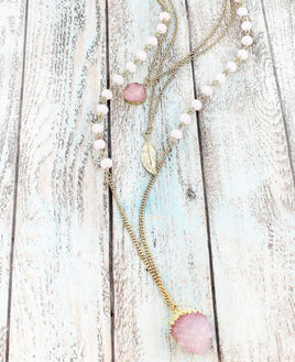 Pink Druzy Layered Necklace
