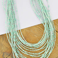 Mint & Clear Seed Bead Layered Necklace