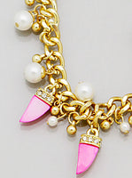 
              Antler Tusk Horn Pearl Clustered Necklace Set
            