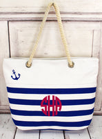 
              Nautical Stripe Anchor Tote with Rope Handles
            