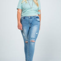 Carla's Mid Rise Distressed Skinny Jean