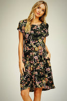 Floral Open Strap Back Dress with Pockets