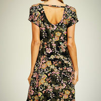 Floral Open Strap Back Dress with Pockets