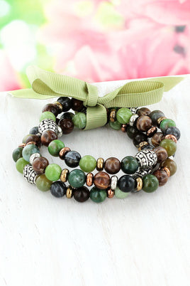 Multi Color Marbled Bead Bracelet Set