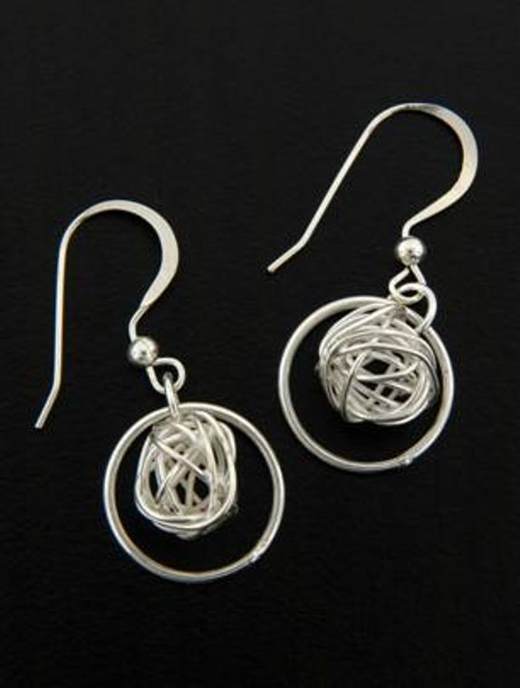 Mesh round w/ Ring Earrings