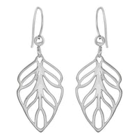 Silver Open Leaf Earrings