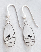 
              Silver Teardrop Robin Bird Earrings
            
