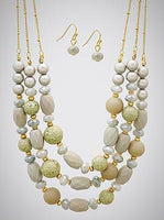 Multi Bead Triple Layered Necklace Set