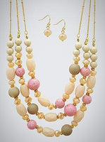 Multi Bead Triple Layered Necklace Set