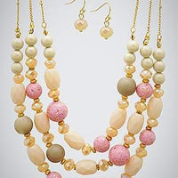 Multi Bead Triple Layered Necklace Set