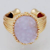 Oval "Druzy" Wire Adjustable Ring