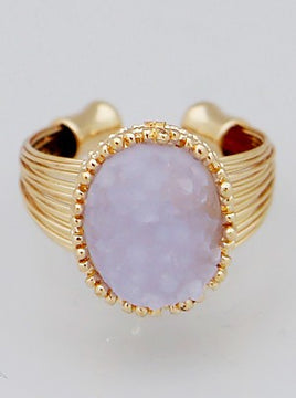 Oval "Druzy" Wire Adjustable Ring