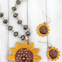Sunflower Beaded Necklace Set