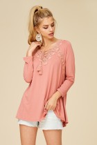 Lace Tie Up Blouse