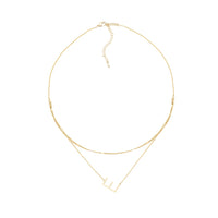 Sideways Initial Gold Double Chain Necklace