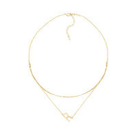 Sideways Initial Gold Double Chain Necklace