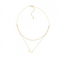 
              Sideways Initial Gold Double Chain Necklace
            