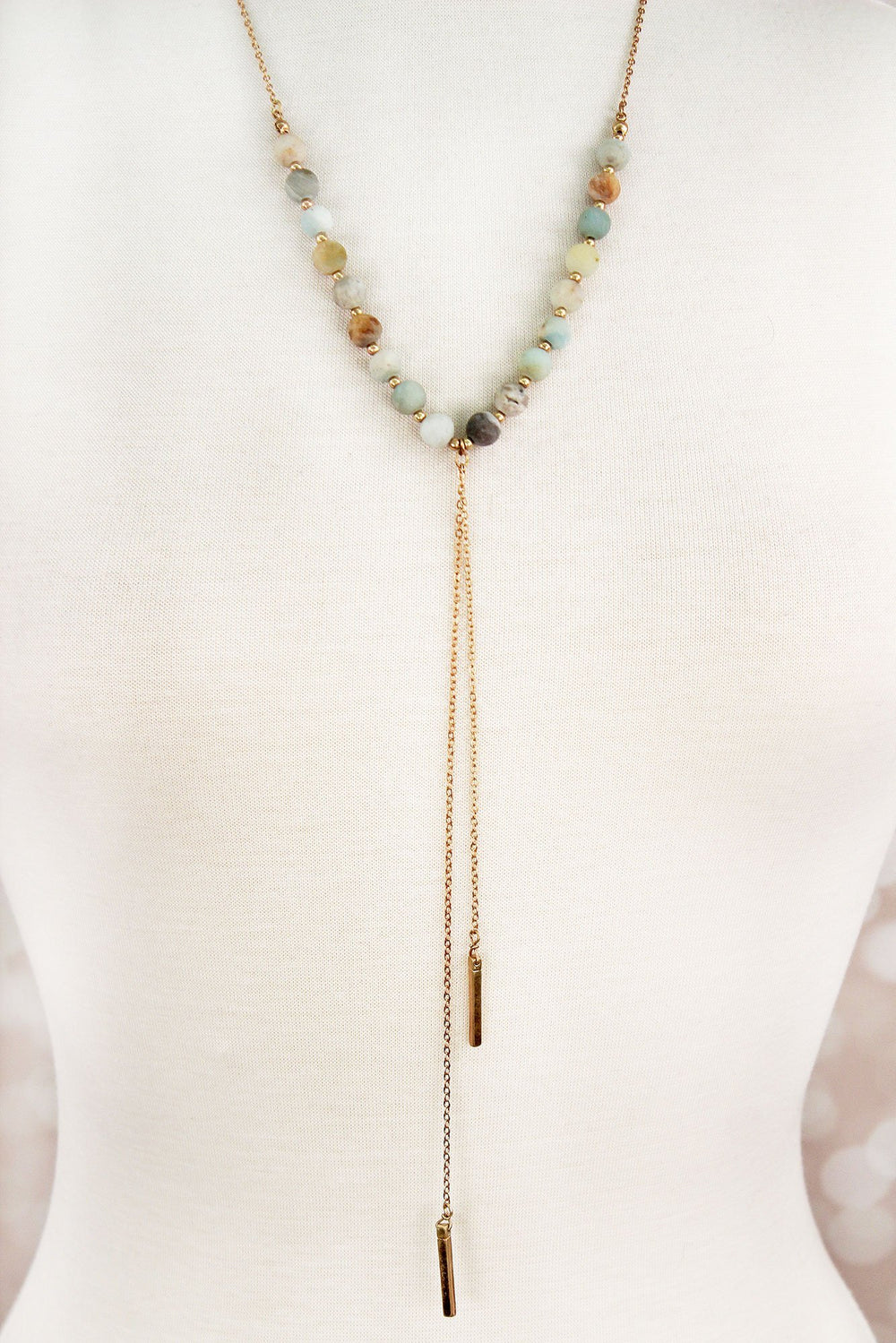 Carnelian Bead Bar Necklace